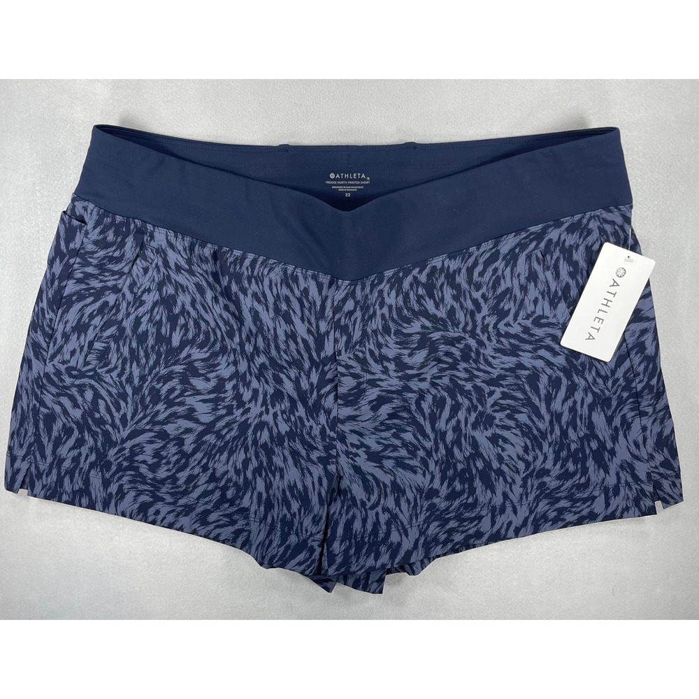Athleta Womens NWT Trekkie North Printed Blue Shorts Size 22